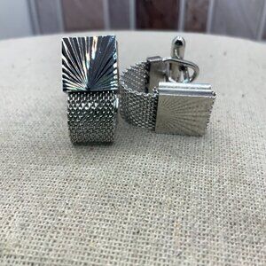 Swank Vintage Silver Tone Mesh Cuff Links